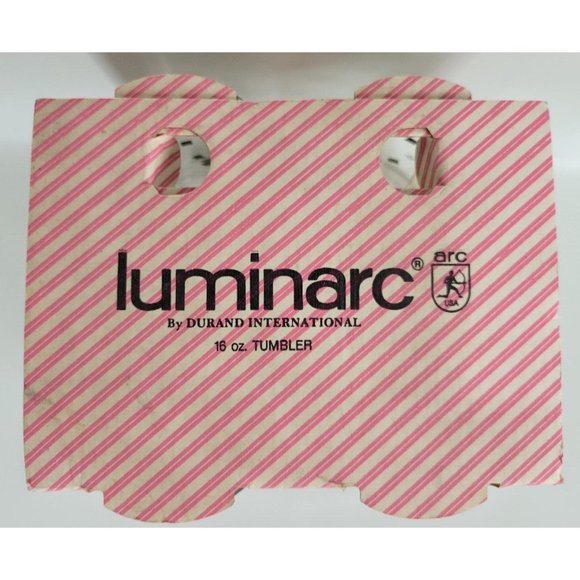 Vintage NOS Set of 4 Luminarc Durand Black White Confetti Tumbler Glasses 16oz - Picture 4 of 7